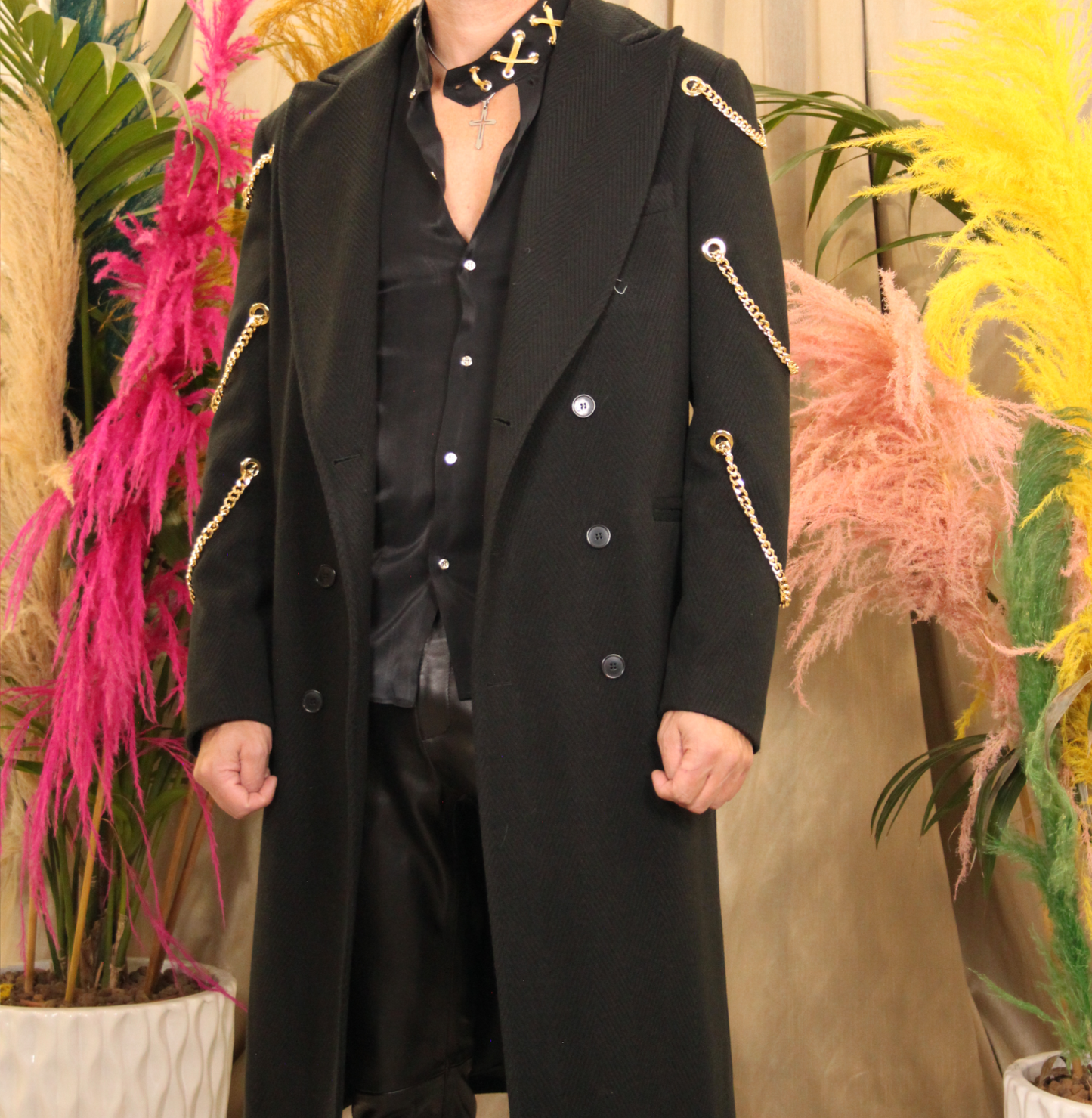 Cappotto Doppiopetto con Catene oro